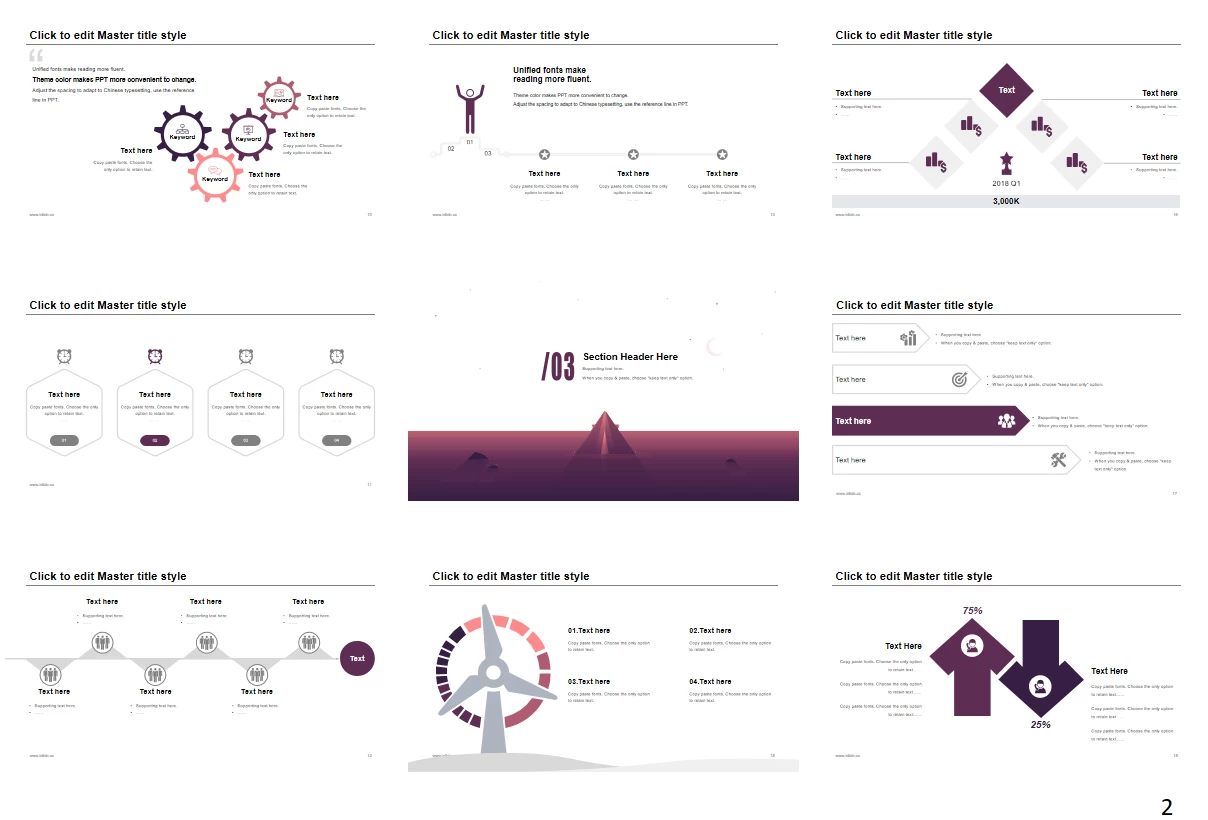 扁平视觉插画通用PPT模板