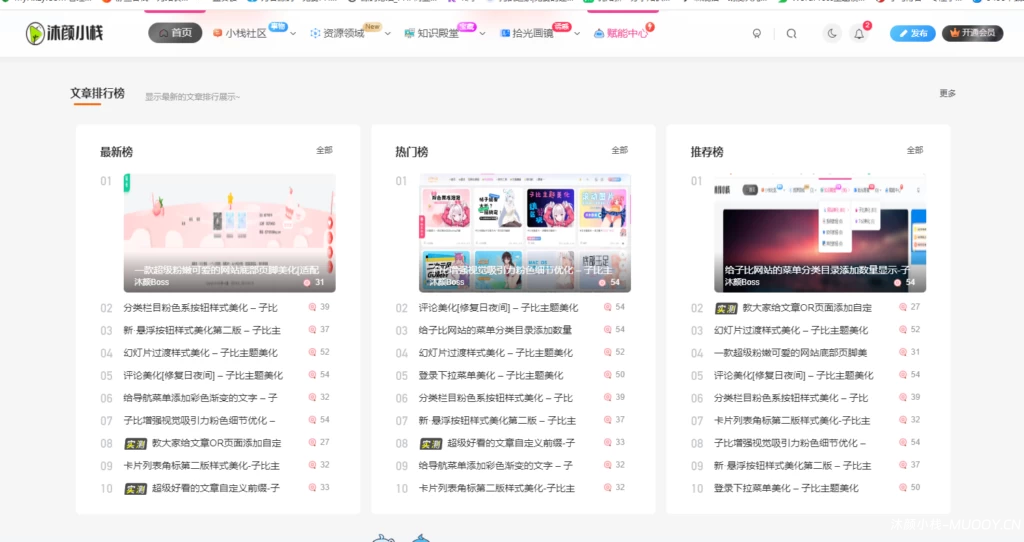 【二次修改】新增一个文章聚合排行榜展示优化版本-子比主题美化