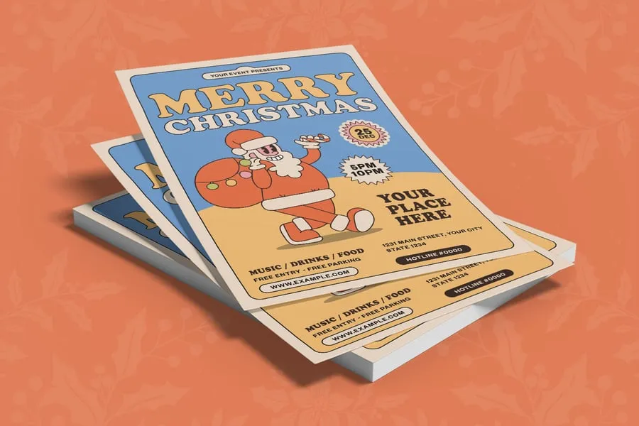 圣诞传单海报模板 (AI,EPS,PDF,PNG)