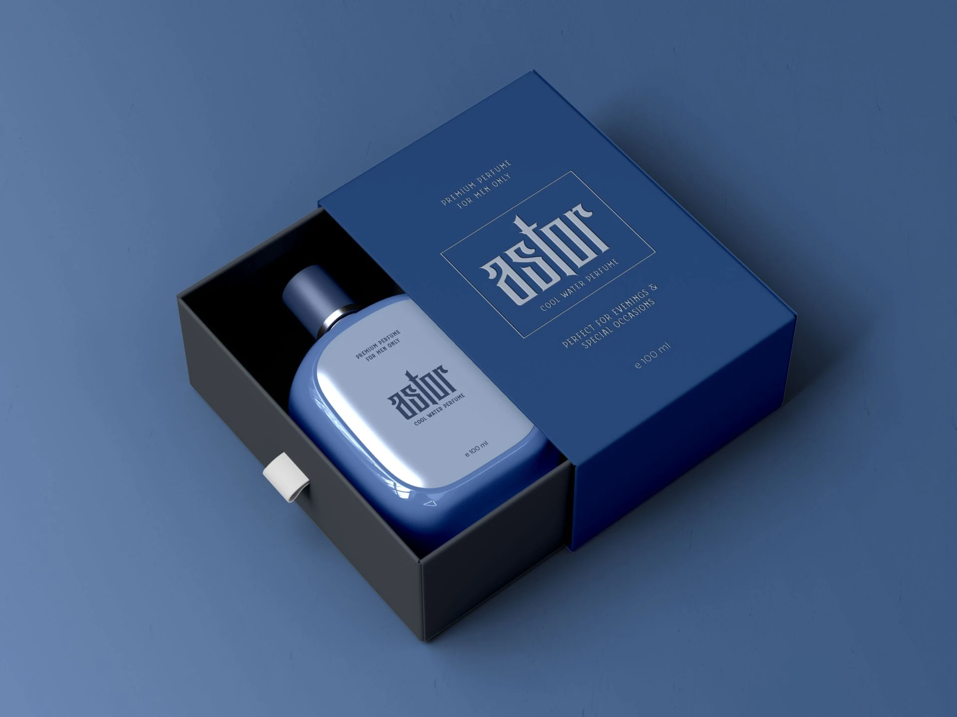 精美香水喷雾瓶玻璃瓶抽屉纸盒包装盒礼品盒样机