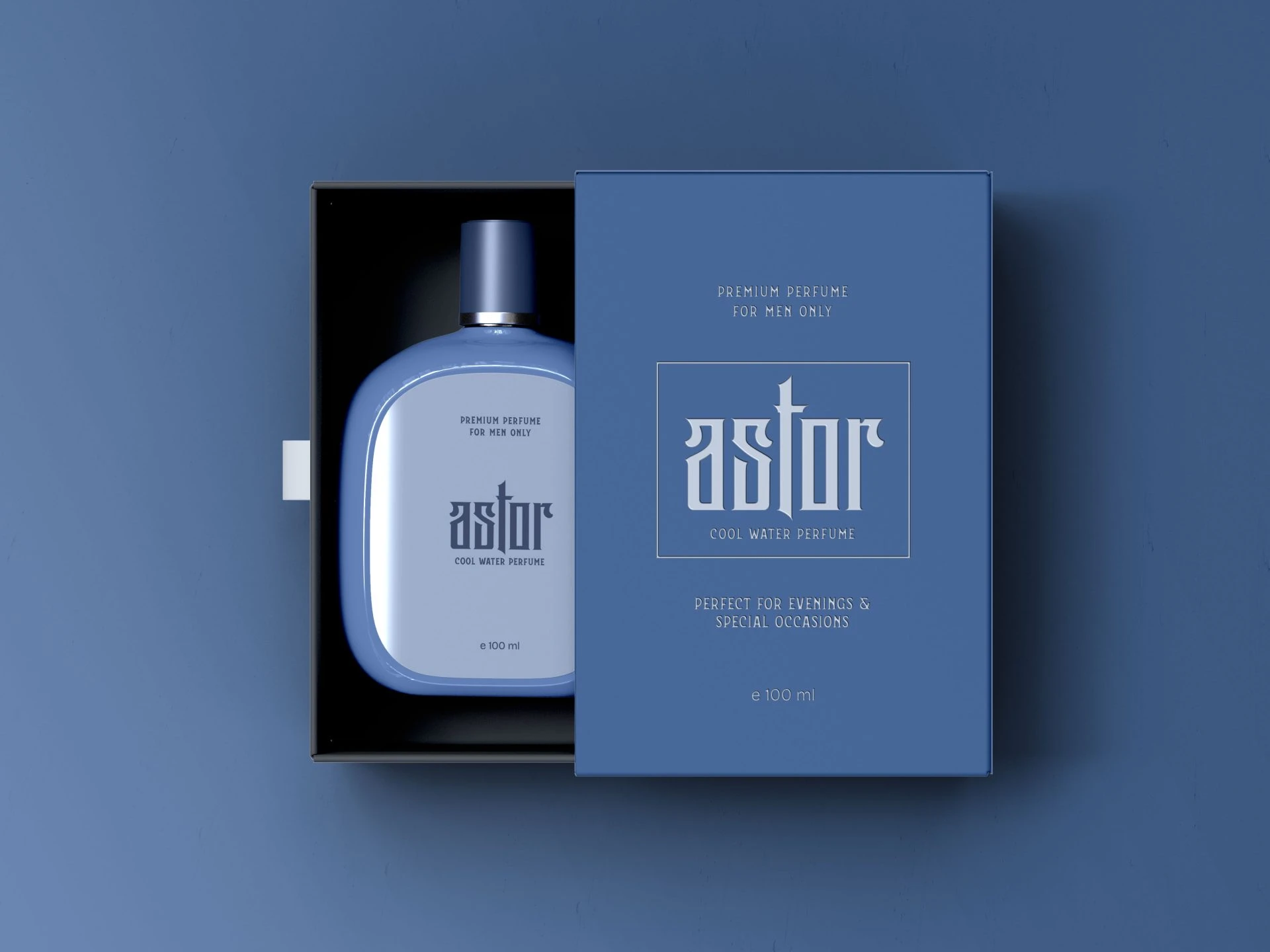 精美香水喷雾瓶玻璃瓶抽屉纸盒包装盒礼品盒样机