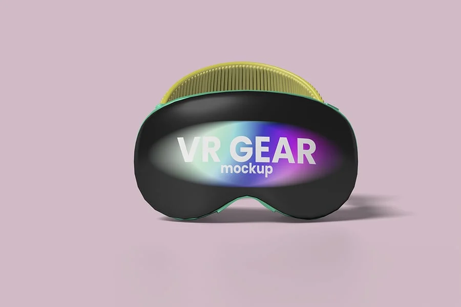 VR齿轮模型带有干净的背景样机 (PSD)