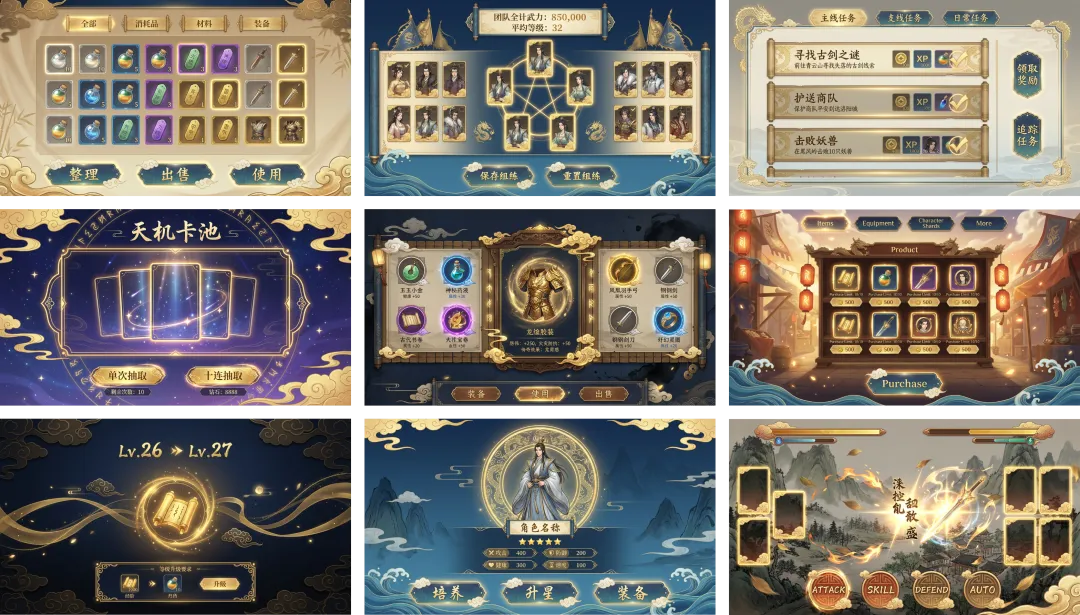 别再手绘了!用这套AI工作流,一键搞定游戏全套界面!插图4 别再手绘了!用这套AI工作流,一键搞定游戏全套界面!插图4