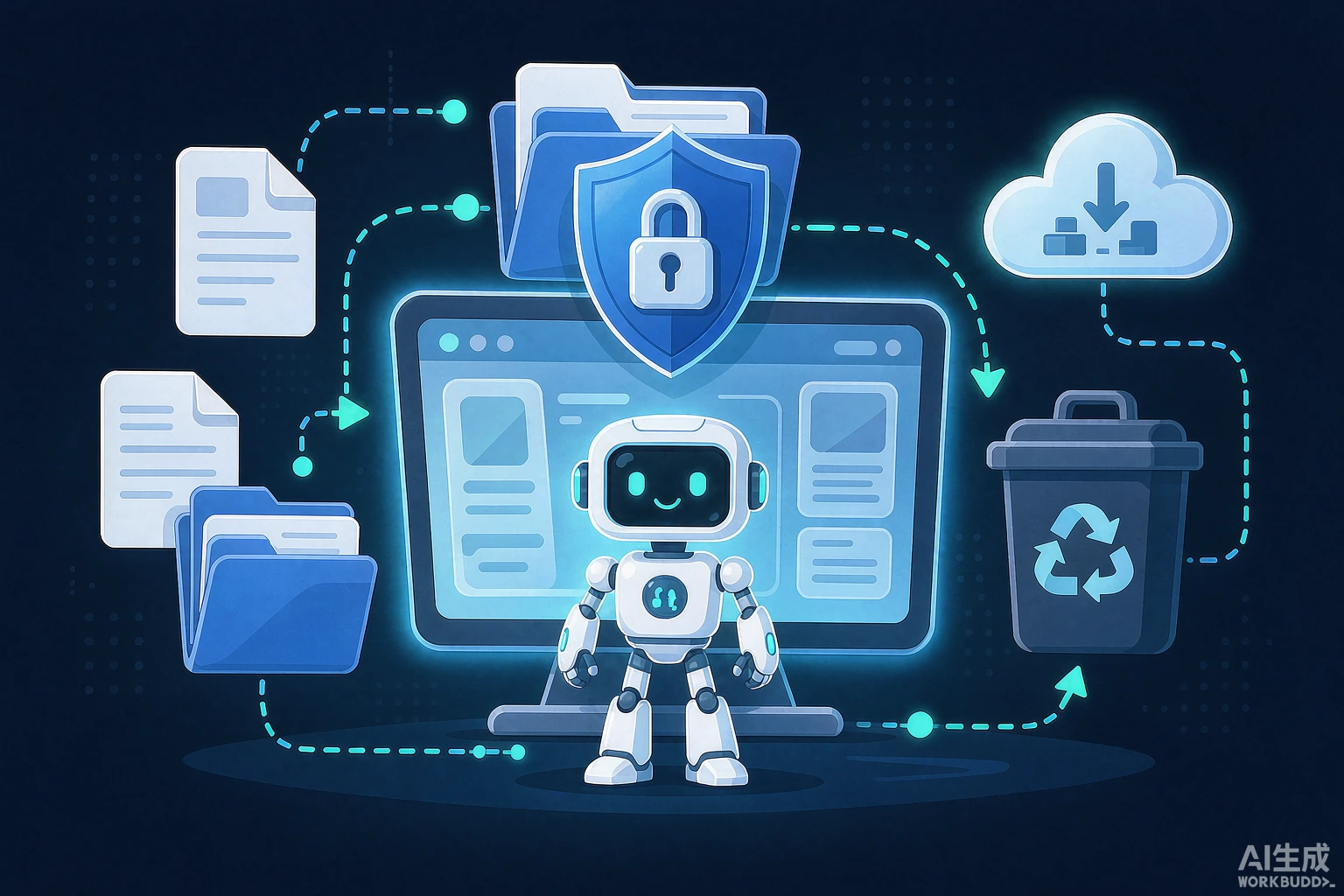 AI 批量删文件翻车频发:桌面 Agent 的安全设计机制拆解插图 AI 助手安全删除文件示意插画