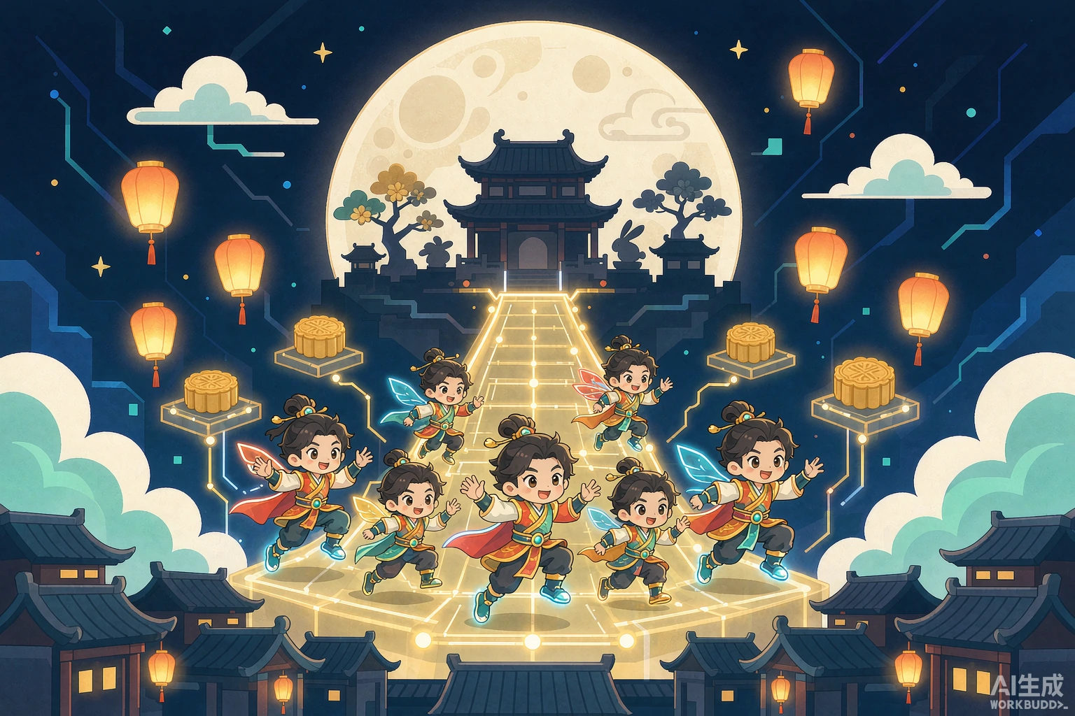 梦幻西游中秋奔月活动插画