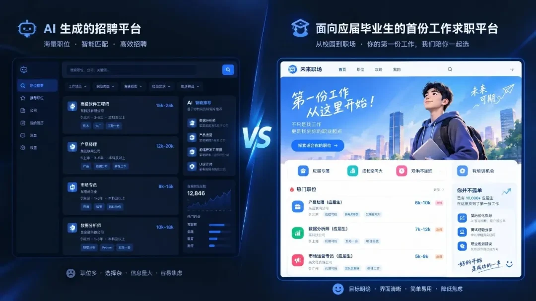 模糊指令与补充产品语境后的生成结果对比