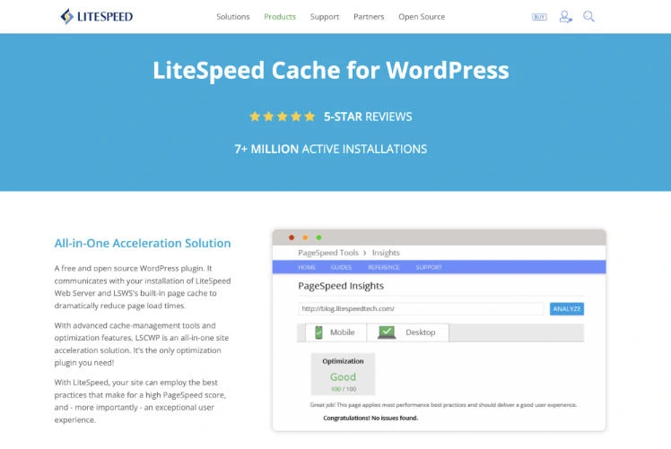 WordPress 加速插件实测对比:四款主流方案,按你的服务器对号入座插图 LiteSpeed Cache 官网:超过 700 万活跃安装,与服务器缓存引擎深度配合