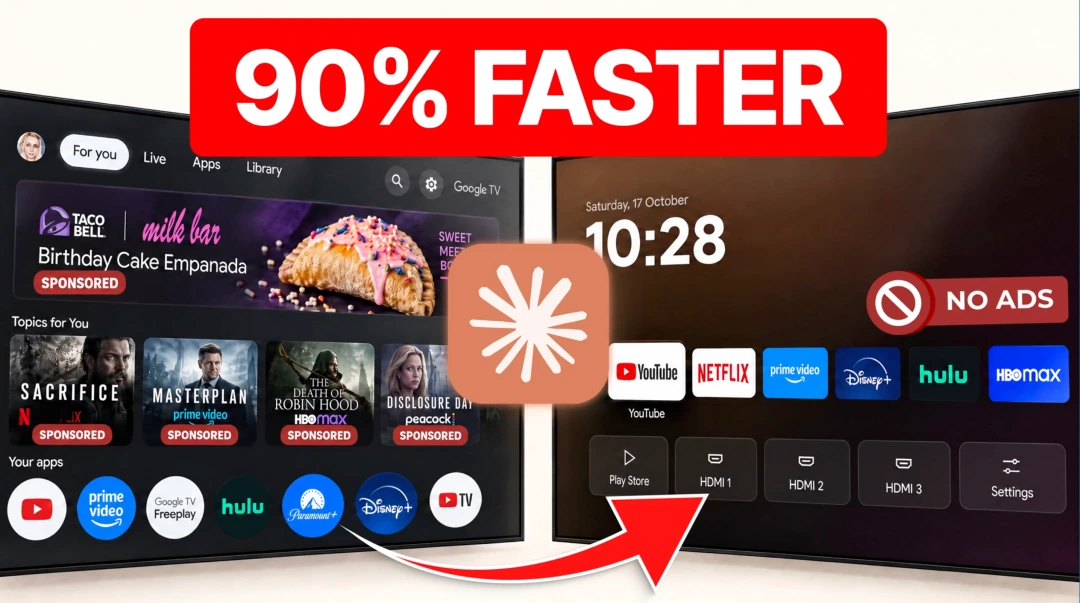 2GB 老电视被 Claude Code 救活:开源 CleanYourTV 清出九成可用内存插图1 清理前后的运行状态对比