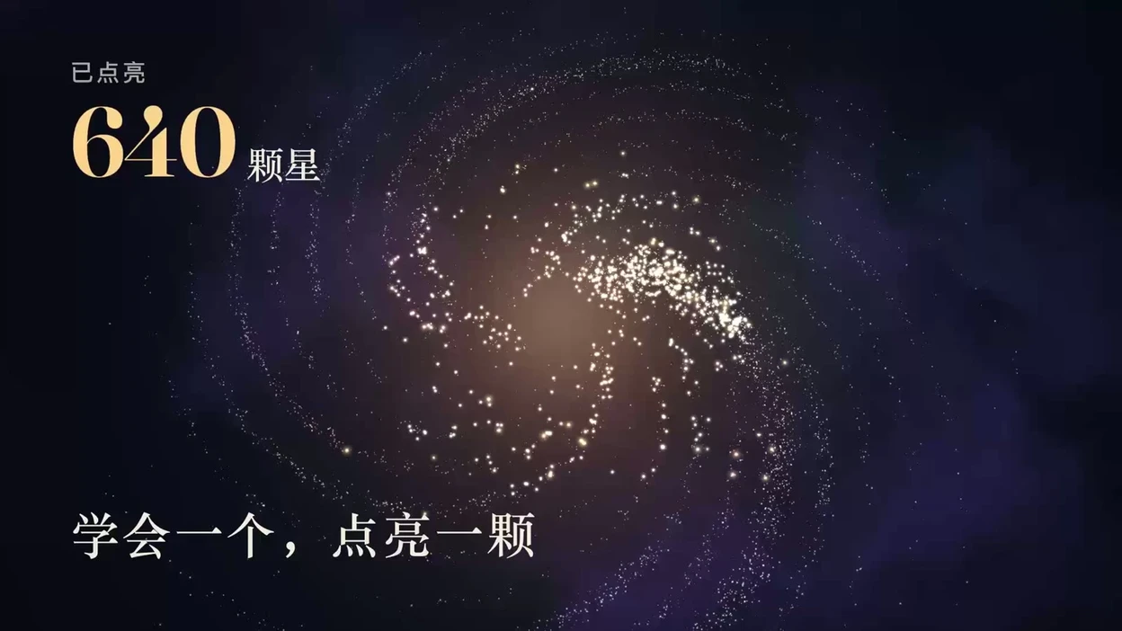 背单词三天就弃?这个开源项目把7298个雅思词全画成了画插图2 词汇星图界面:19个话题组成星系,学会一个词点亮一颗星