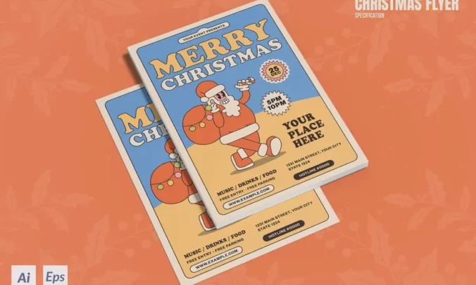 圣诞传单海报模板 (AI,EPS,PDF,PNG)