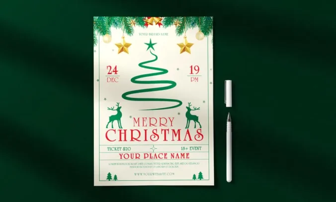 圣诞快乐传单模板海报模板 (PSD)