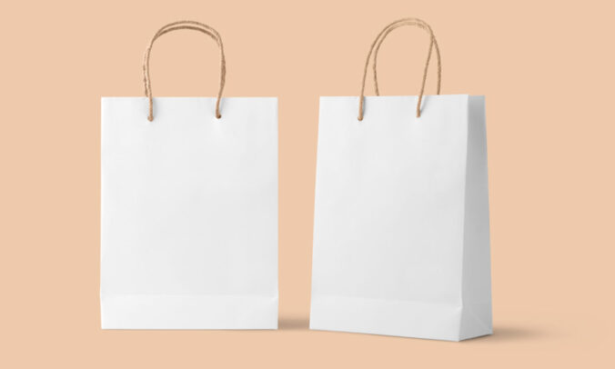 优质两个站立的纸袋展示样机