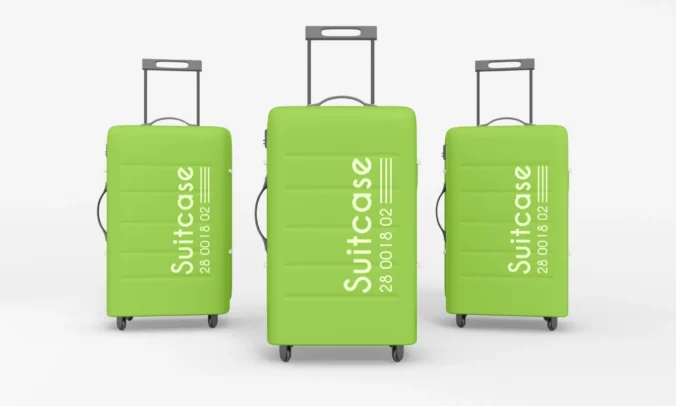 行李箱旅行拉杆手提箱提案效果图展示VI智能贴图样机