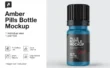 磨砂琥珀色药瓶哑光模型样机 (PSD)