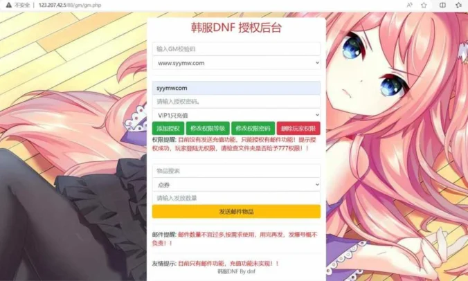 韩国原版DNF手游新版多功能GM网页授权后台