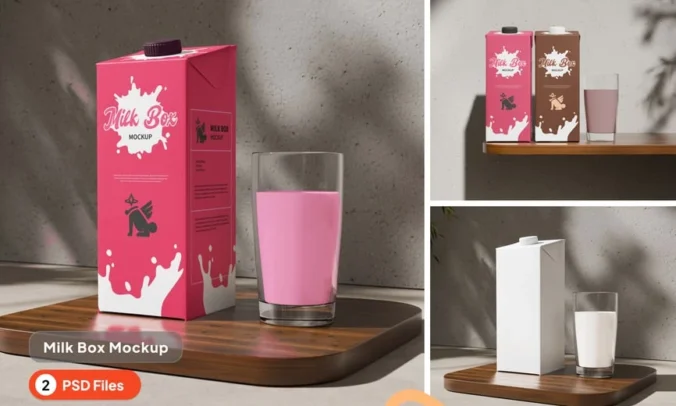 牛奶盒模型样机 (PSD)