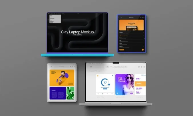 笔记本电脑和平板电脑模型样机 (PSD)