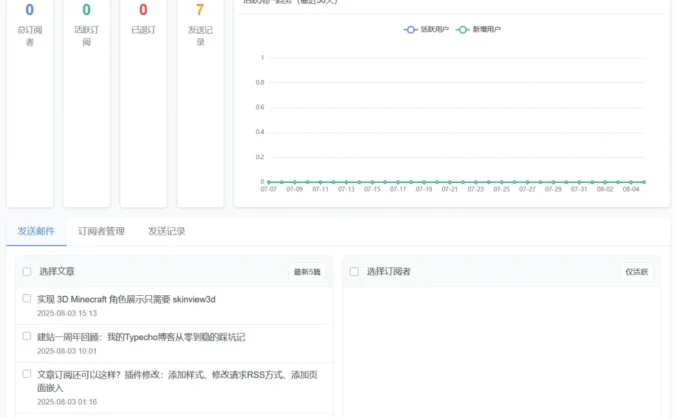 Typecho文章邮箱订阅插件:Subscribe (开源)