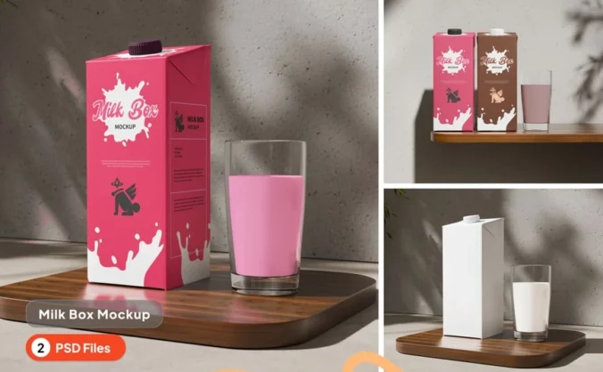 牛奶盒模型样机 (PSD)