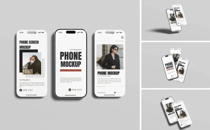 电话屏幕模型样机 (PSD,PDF)