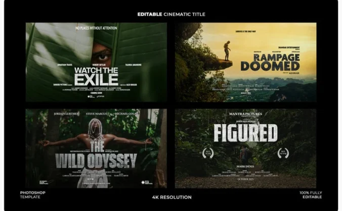 电影标题模板样机 (PSD)