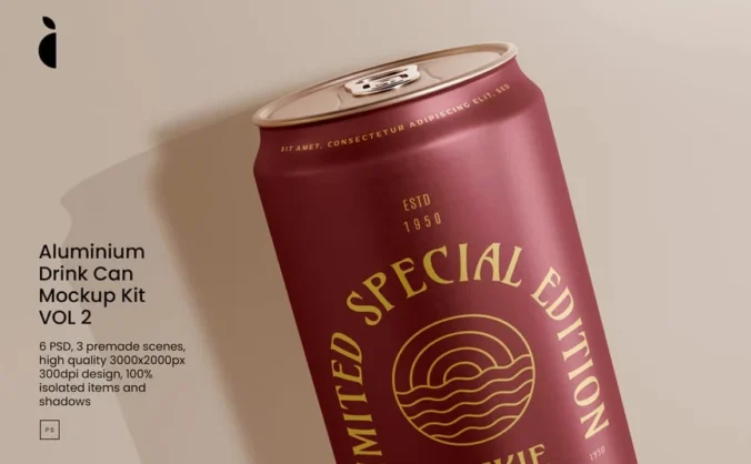 铝易拉罐模拟套件2卷样机 (PSD)