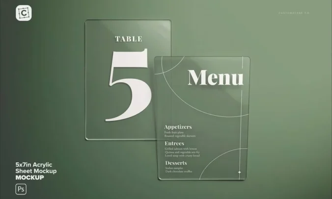 5x7in丙烯酸薄片模型样机 (PSD,PDF)