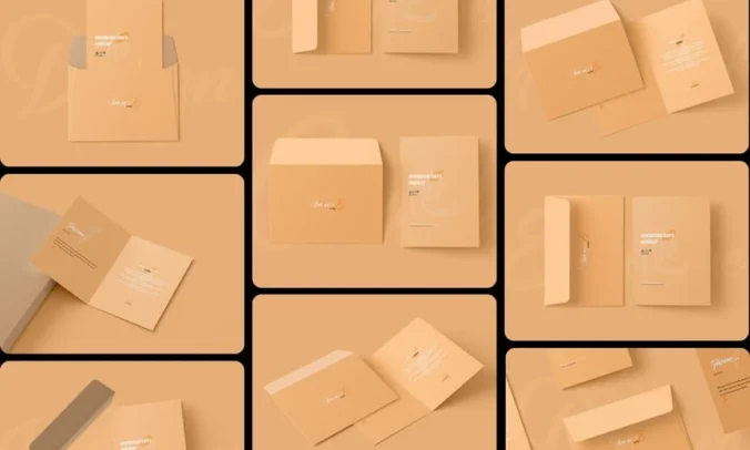 带信封V2的邀请卡模型样机 (PSD)