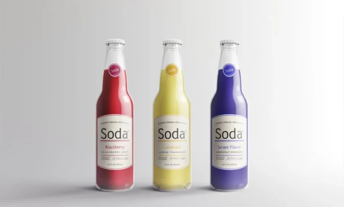 9种颜色苏打水饮料可乐瓶子玻璃瓶包装盒子样机