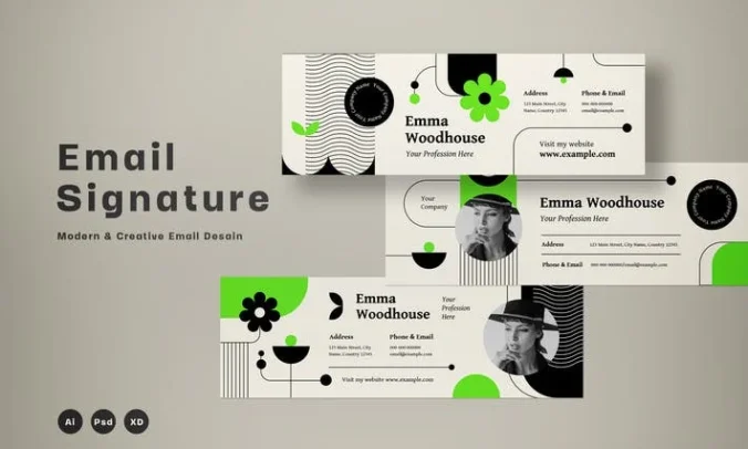 高品质的时尚高端电子签名邮件banner海报设计模板-AI, PSD, XD