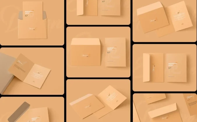 带信封V2的邀请卡模型样机 (PSD)