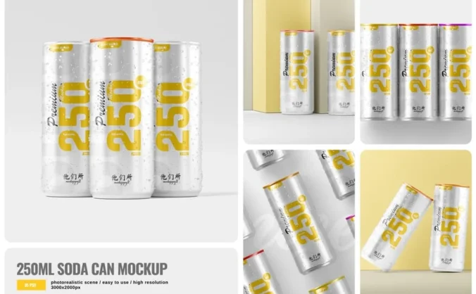 250毫升苏打易拉罐模型样机 (PSD)