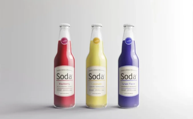 9种颜色苏打水饮料可乐瓶子玻璃瓶包装盒子样机