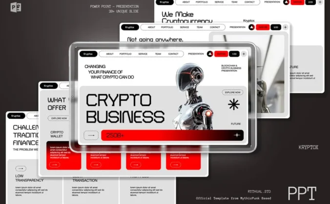 白色红加密业务演示文稿PPT模板 (PPTX,PPT)