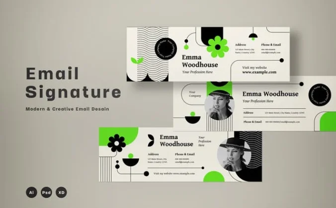 高品质的时尚高端电子签名邮件banner海报设计模板-AI, PSD, XD