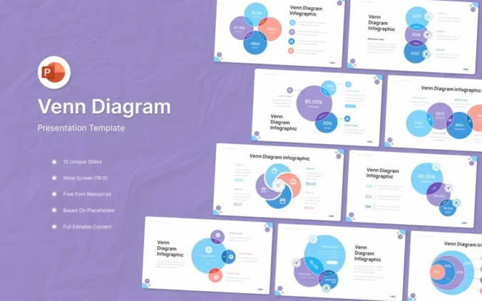 维恩图演示文稿PPT模板 (PPTX,PPT)