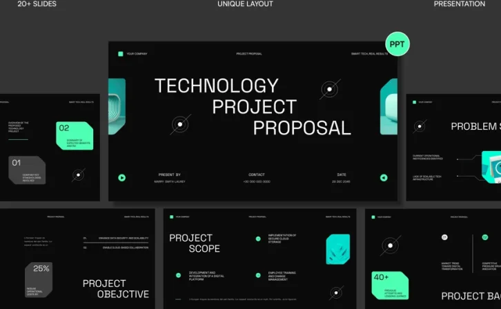 现代技术项目建议PPT模板 (PPT,PPTX)
