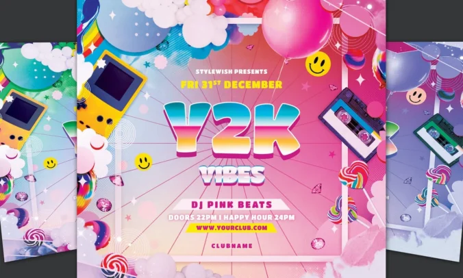 复古Y2K千禧风活动海报模板 (PSD)