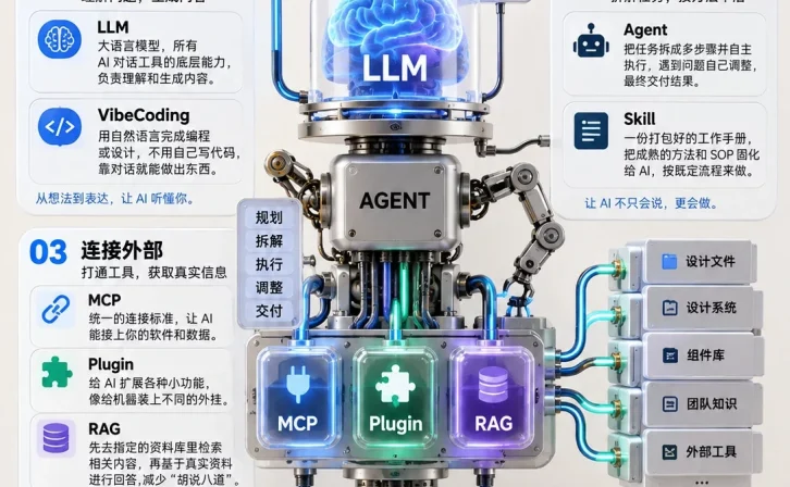 LLM、Agent、Skill、MCP、RAG一次讲清：设计师该懂的10个AI高频词