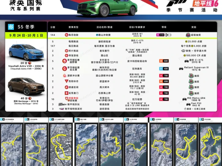 《极限竞速地平线6》S5冬季赛攻略：全赛事车辆推荐与调校代码